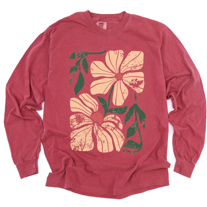Summer Bloom Distressed Floral  - Comfort Colors Long Sleeve Premium T Shirt