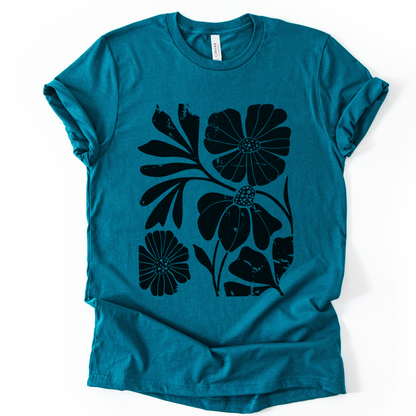 Artistic Boho Floral Print - Bella Canvas Super Soft Fitted T Shirt