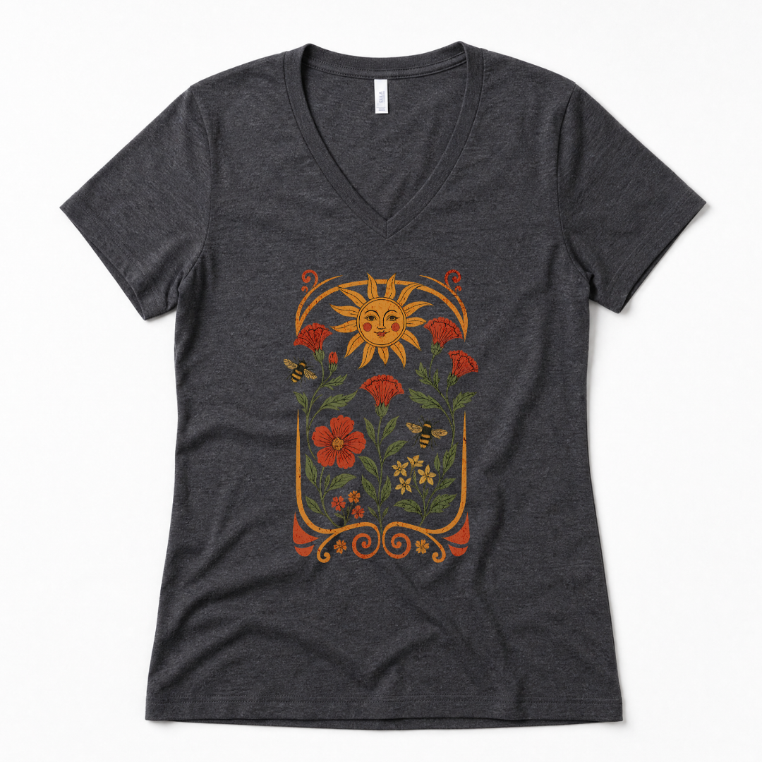 Golden Floral - Super Soft V Neck