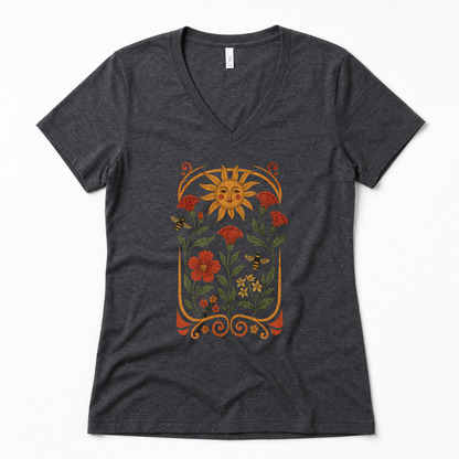 Golden Floral - Super Soft V Neck