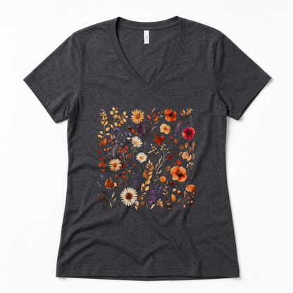 Autumn Boho Floral Print - Super Soft V Neck