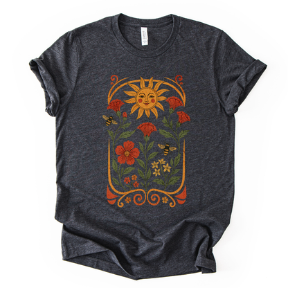 Golden Floral - Bella Canvas Super Soft Straight Cut T shirt