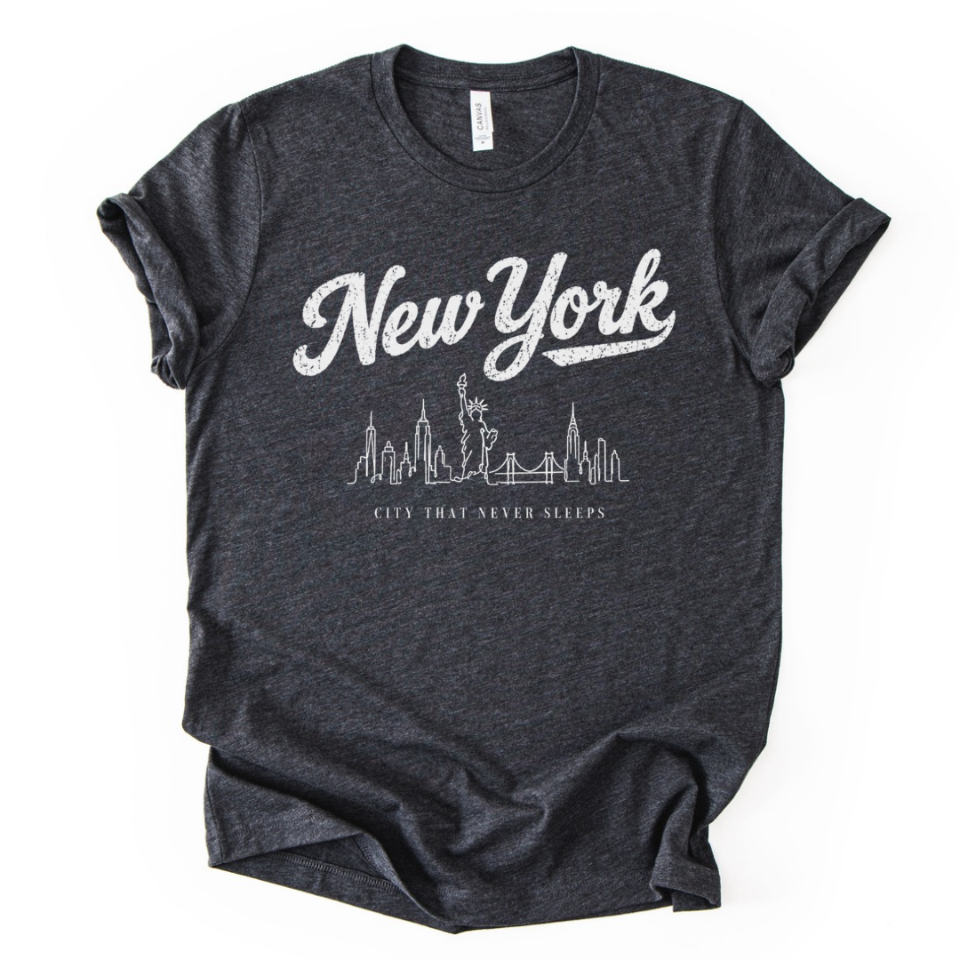 New York Skyline Doodle - Bella Canvas Super Soft Straight Cut T shirt