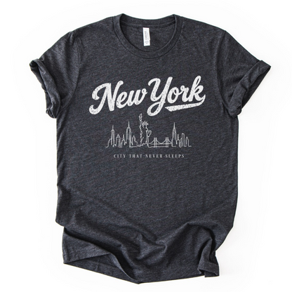 New York Skyline Doodle - Bella Canvas Super Soft Straight Cut T shirt