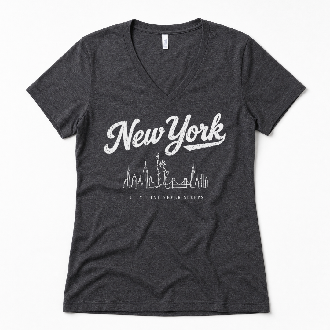 New York Skyline Doodle - Super Soft V Neck