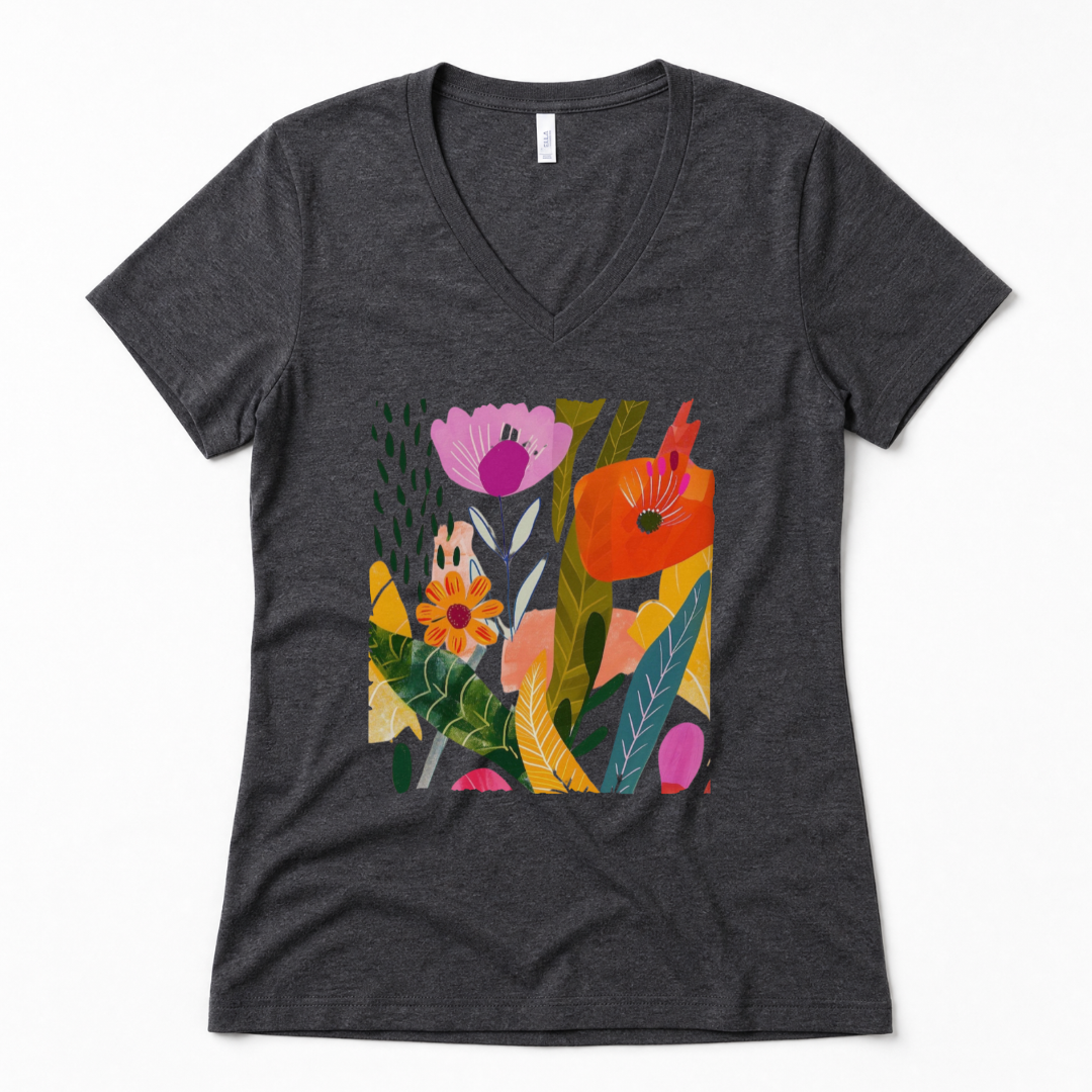 Modern Art Plant Print - Super Soft V Neck