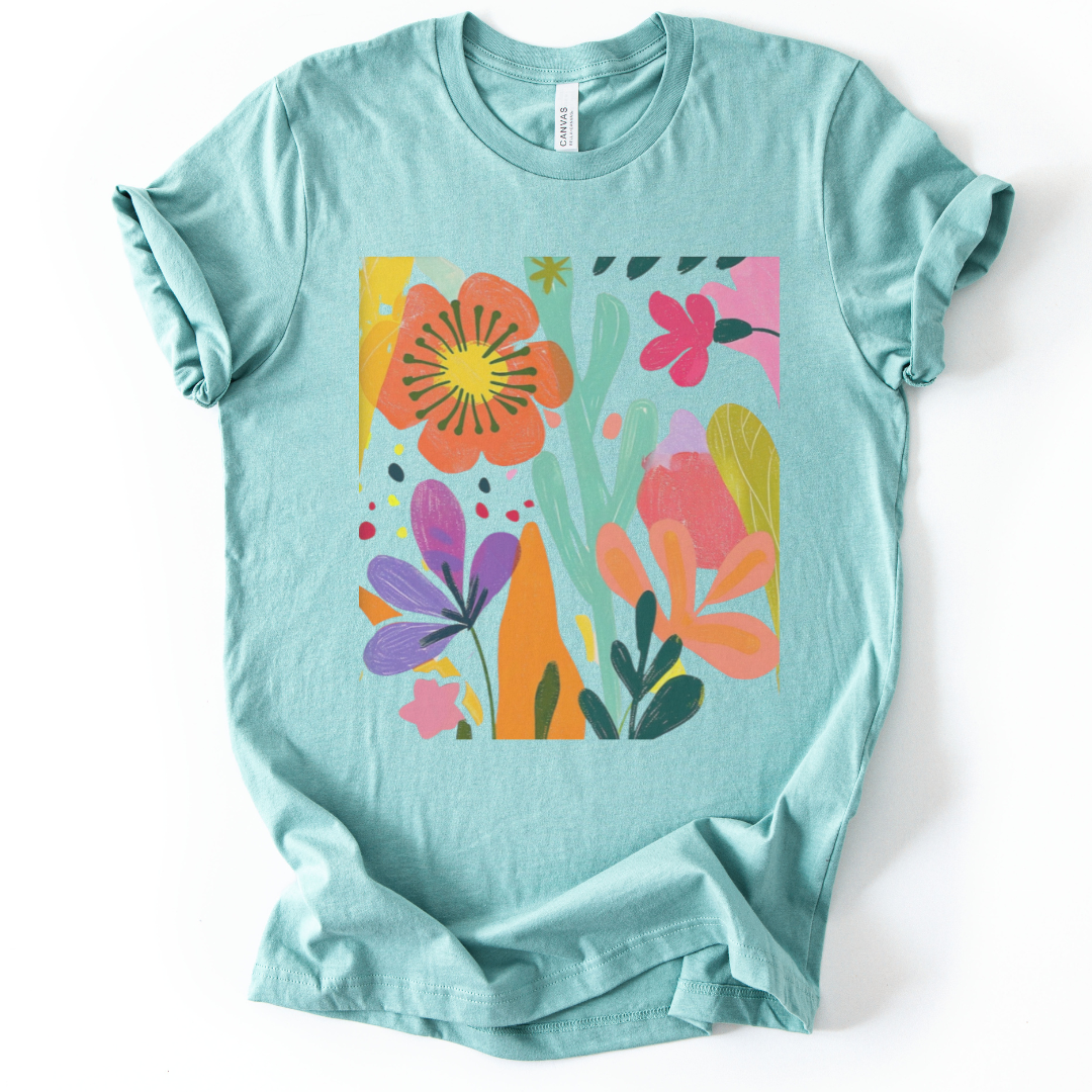 Modern Art Flower Print - Bella Canvas Super Soft T Shirt