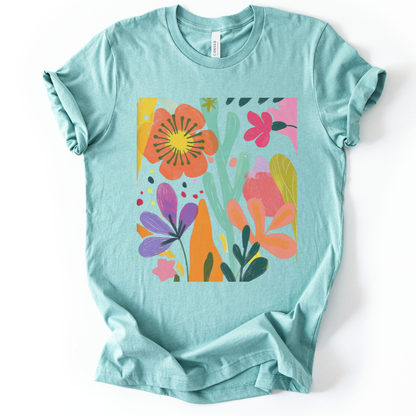 Modern Art Flower Print - Bella Canvas Super Soft T Shirt