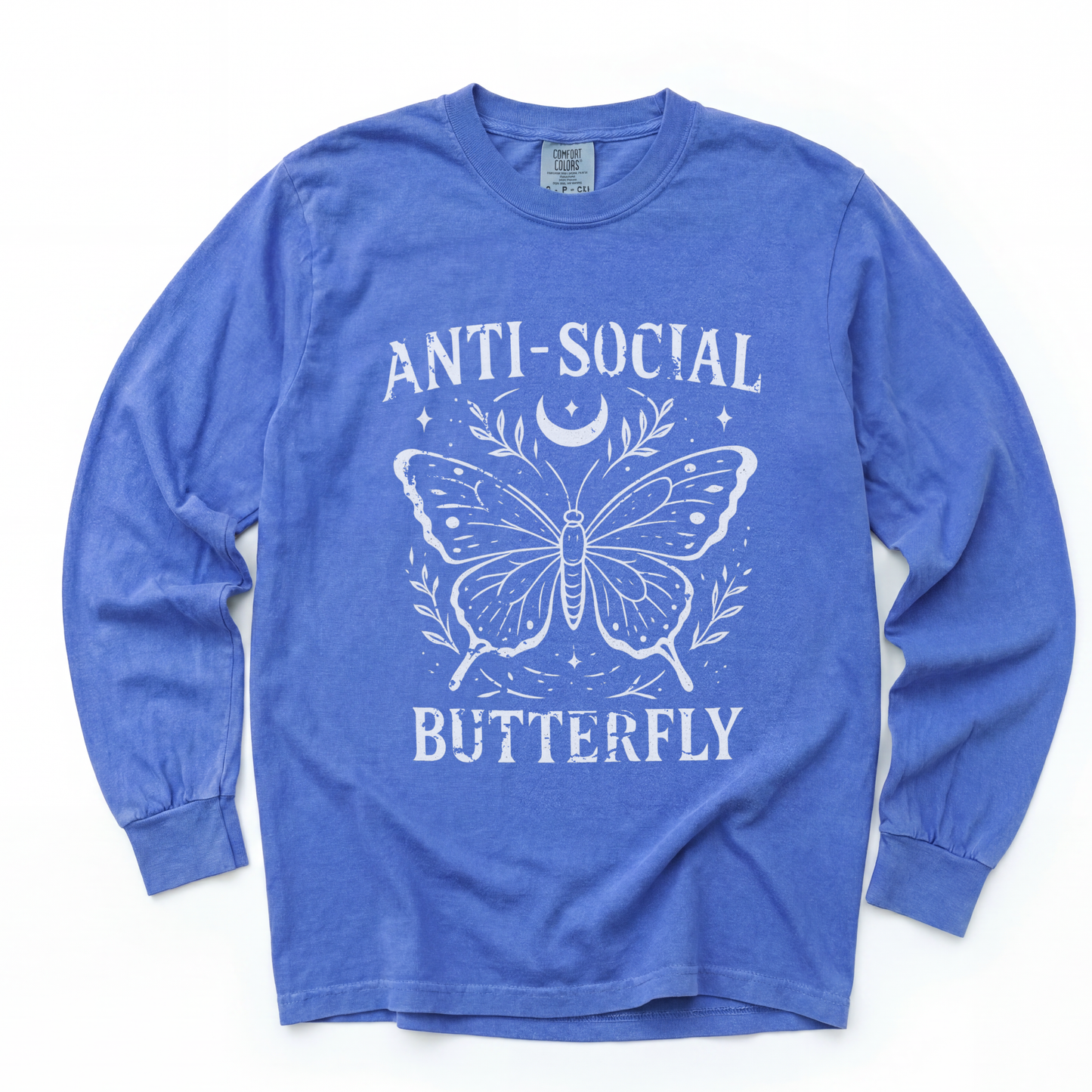 Anti-Social Butterfly - Comfort Colors Long Sleeve Premium T Shirt