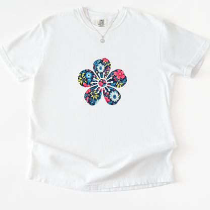 Vibrant Floral Flower Print - Comfort Colors Relaxed Fit Premium T Shirt