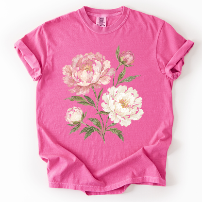 Painted Peonies -  Relaxed Fit Vintage Wash T Shirt
