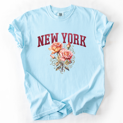 New York Floral - Comfort Colors Relaxed Fit Premium T Shirt
