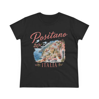 Vintage Positano Painting  - Women's Cut Fitted Tee