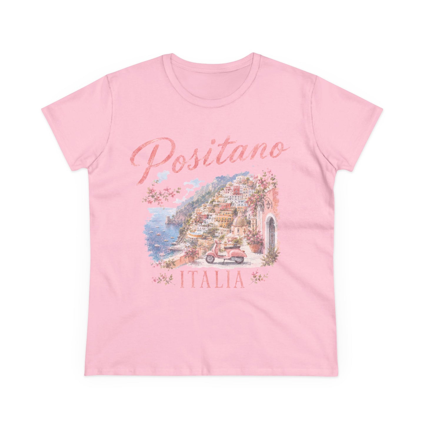 Vintage Positano Painting  - Women's Cut Fitted Tee