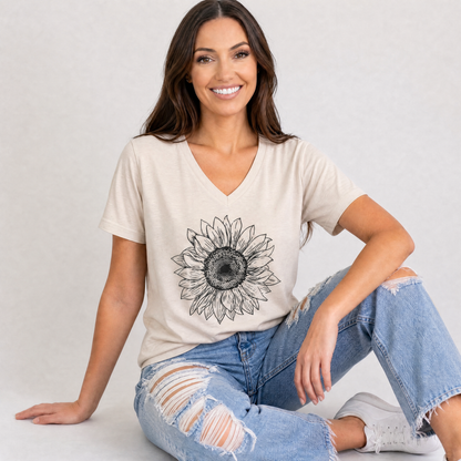 Graphite Sunflower - Super Soft V-Neck