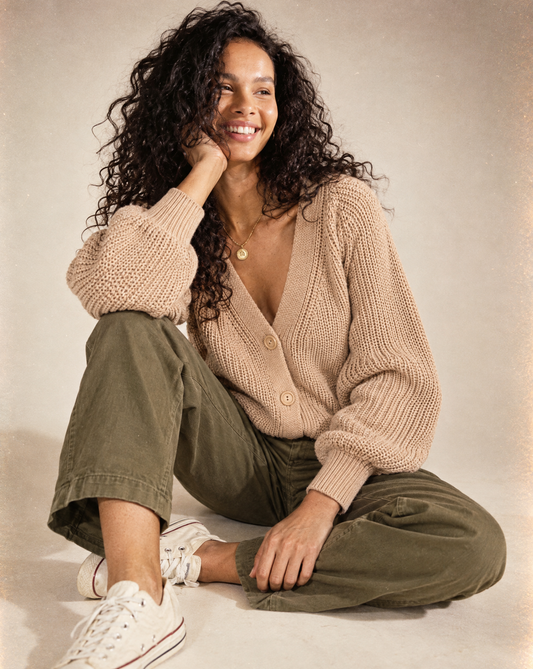 Puffed Long Sleeve Autumn Cardigan