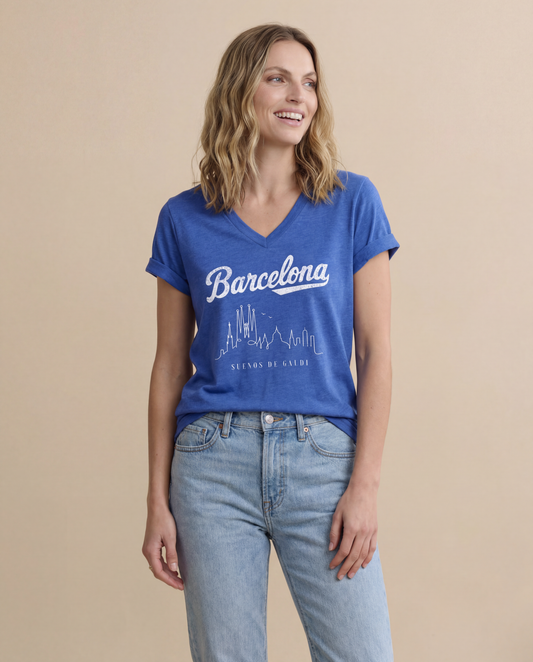Barcelona- Short Sleeve V-Neck Tee