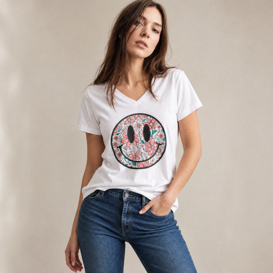 Flower Smile - Super Soft V-Neck