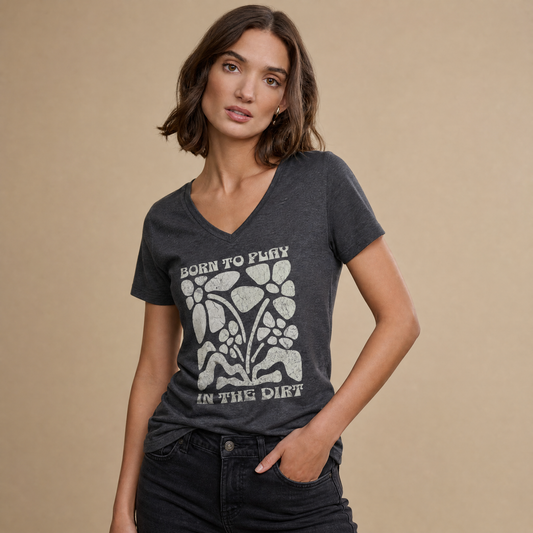 Born To Play In The Dirt - Super Soft V Neck