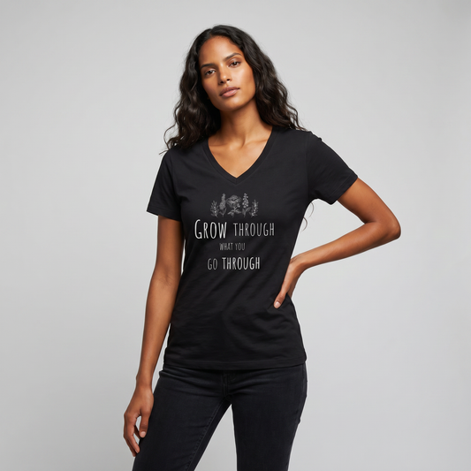 Grow Through What  You Go Through - Super Soft V Neck
