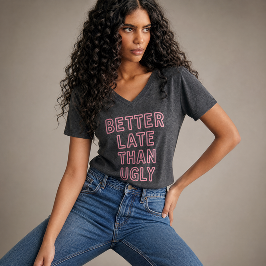 Better Late Than Ugly - Super Soft V Neck