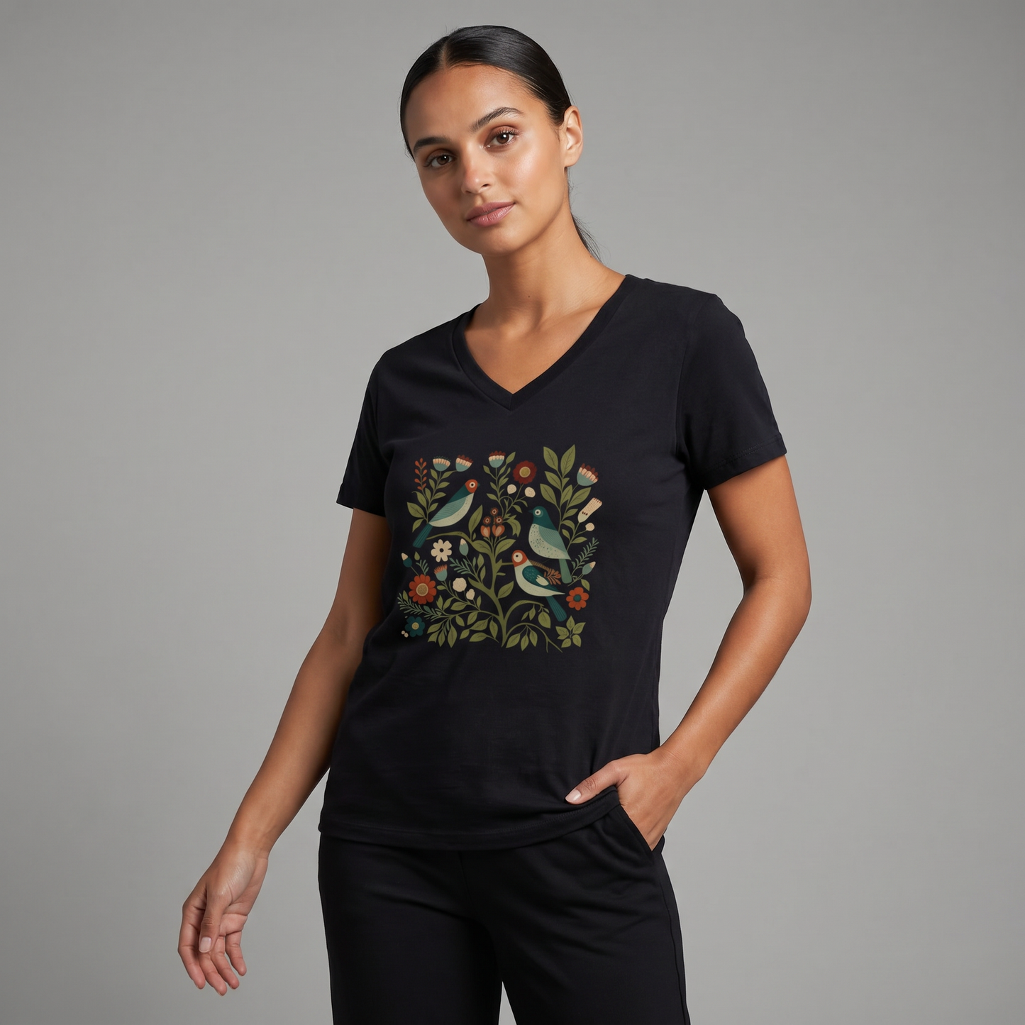 Folk Aviary - Super Soft V Neck