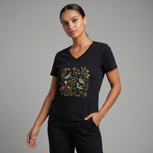Folk Aviary - Super Soft V Neck