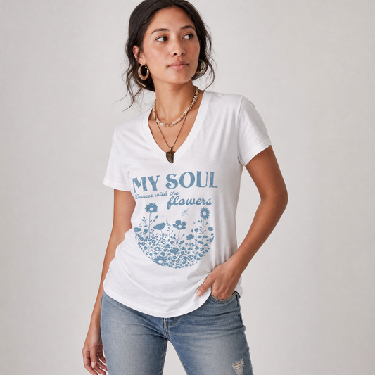 My Soul Dances With The Flowers - Super Soft V Neck