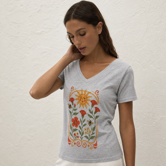 Golden Floral - Super Soft V Neck