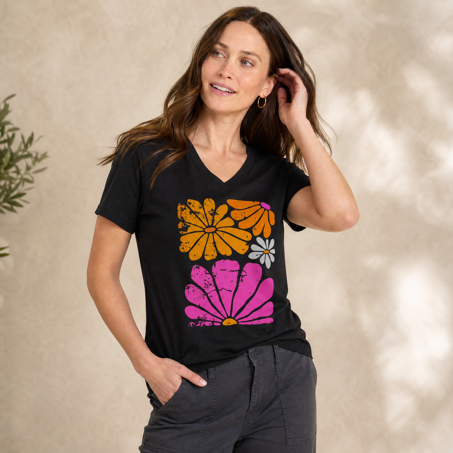 Sunbloom Boho Vintage Floral - Super Soft V-Neck