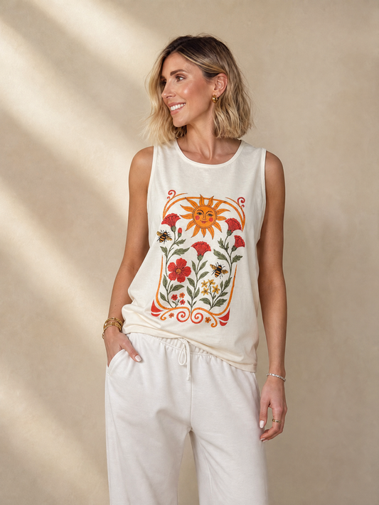 Golden Floral - Comfort Colors Premium Tank Top