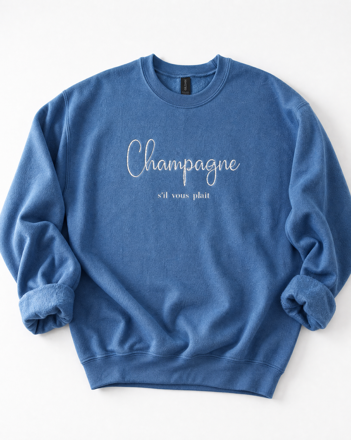 Champagne, s'il vous plait.  - Embroidery,  Crewneck