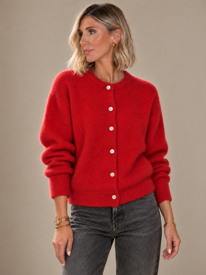Women's Crew Neck Cardigan Sweater