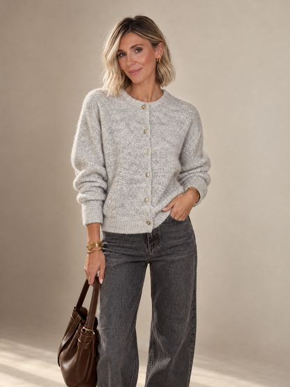 Women's Crew Neck Cardigan Sweater