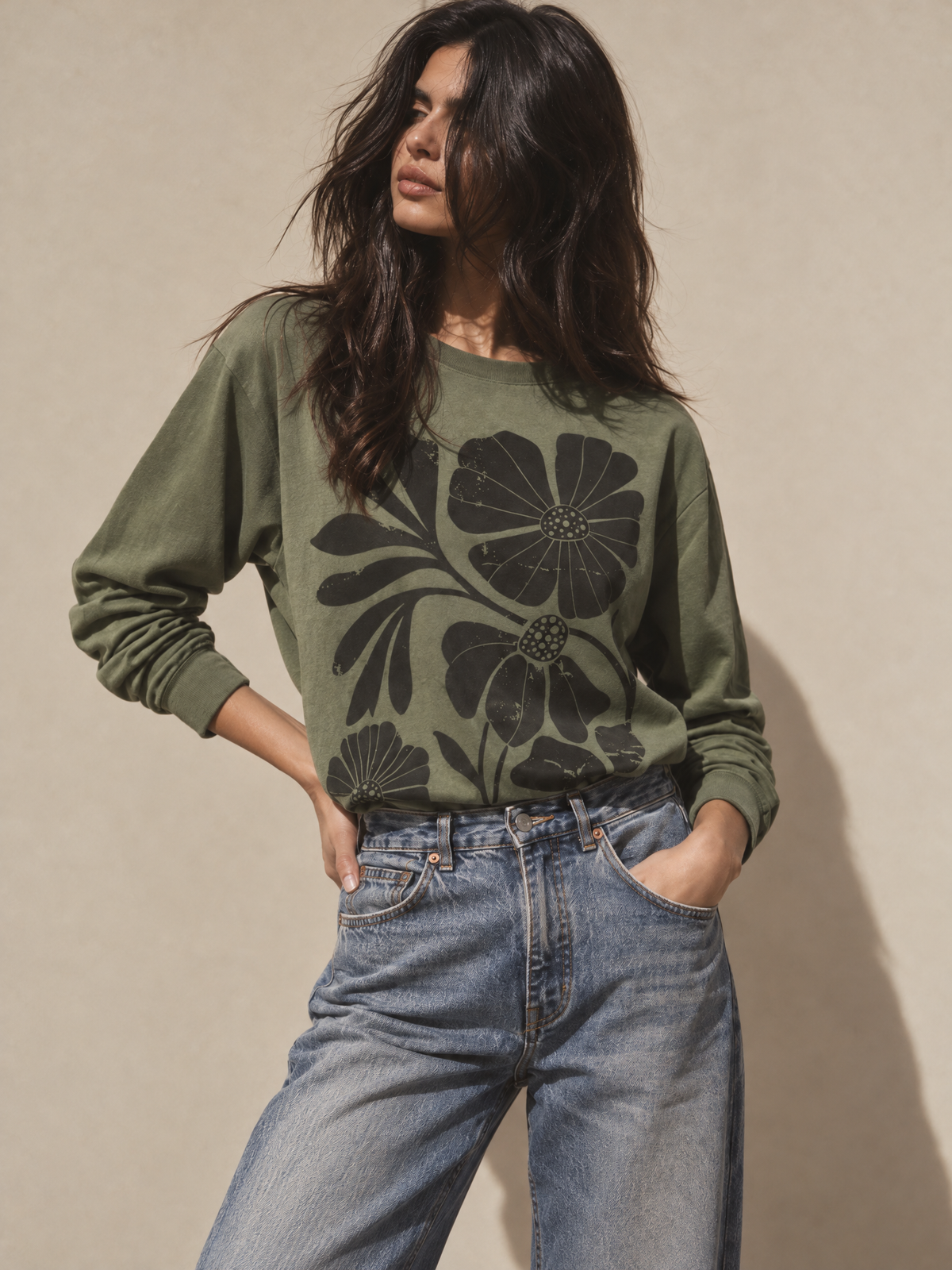 Artistic Boho Floral - Comfort Colors Premium Long Sleeve T Shirt