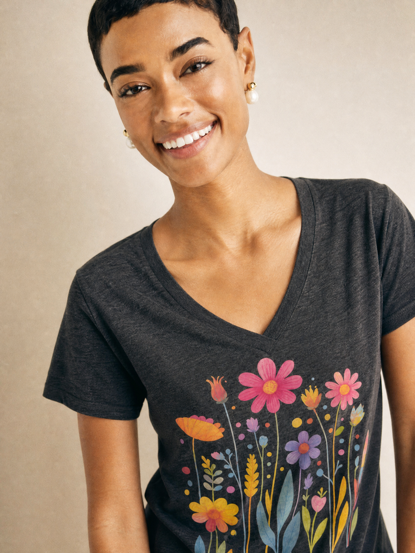 Vibrant Wildflower - Super Soft V Neck
