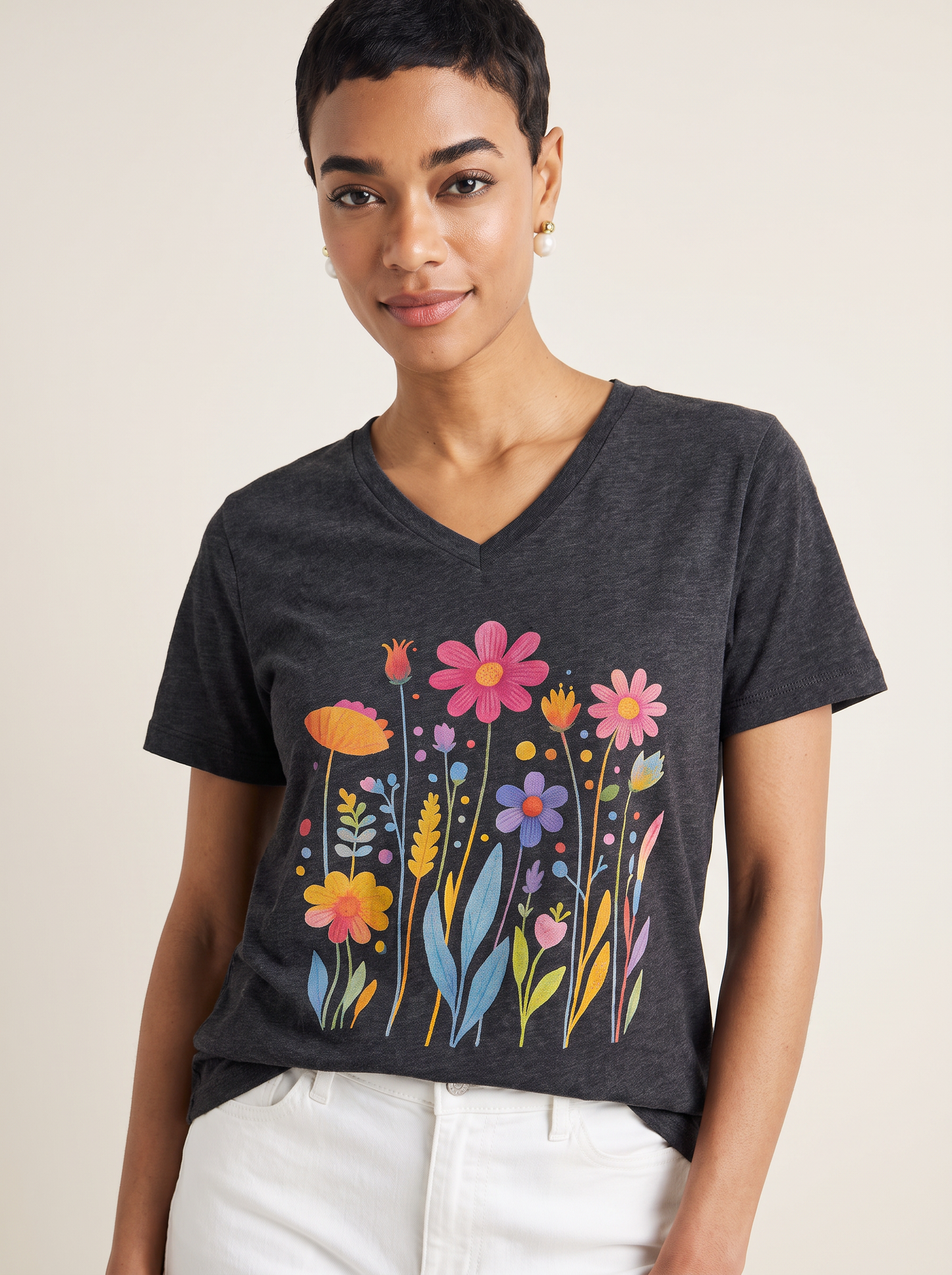 Vibrant Wildflower - Super Soft V Neck