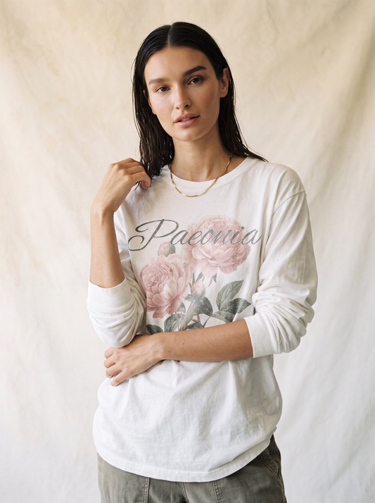 Paeonia, Vintage Tee - Comfort Colors Long Sleeve Premium T Shirt