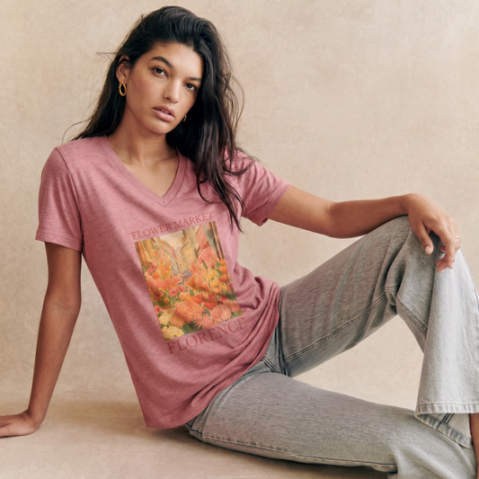 Flower Market, Vintage Distressed Poster - Super Soft V-Neck