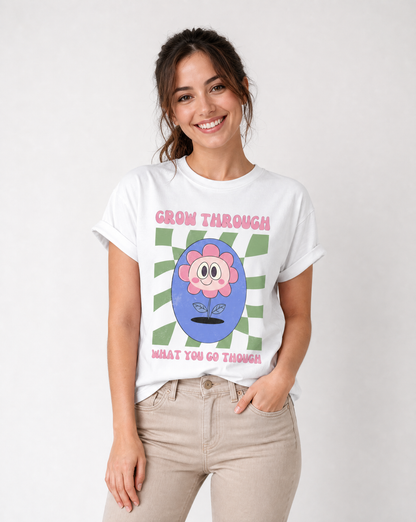 Grow Through What You Go Through, 90's Tee - Comfort Colors Relaxed Fit Premium T Shirt