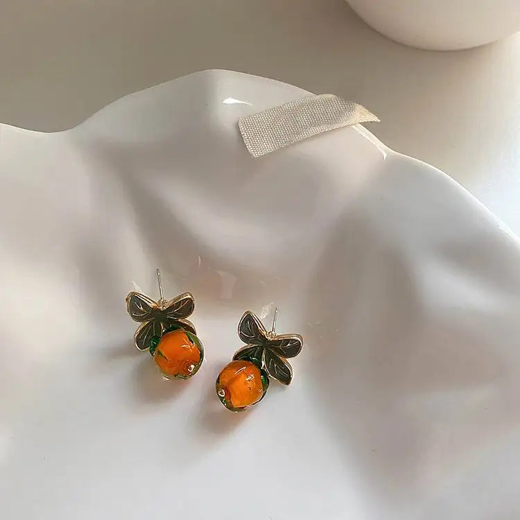 Orange Leaf Earrings