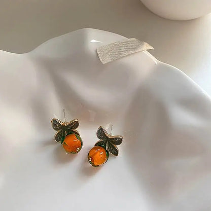 Orange Leaf Earrings