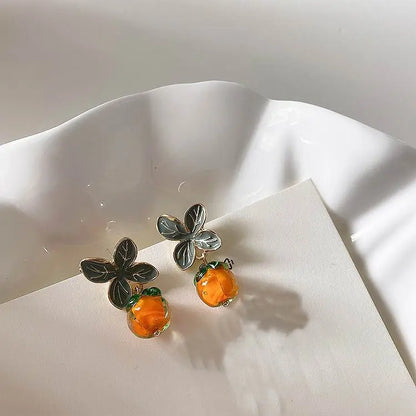 Orange Leaf Earrings