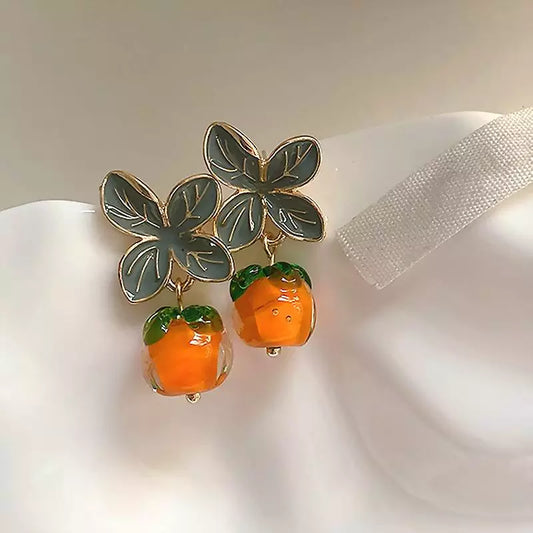 Orange Leaf Earrings