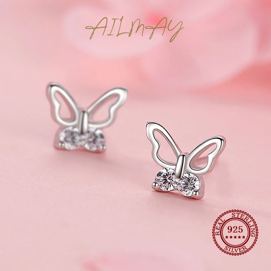 925 Sterling Silver Butterfly Stud Earrings