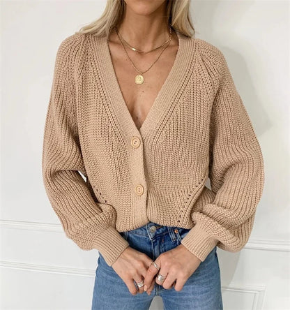Puffed Long Sleeve Autumn Cardigan