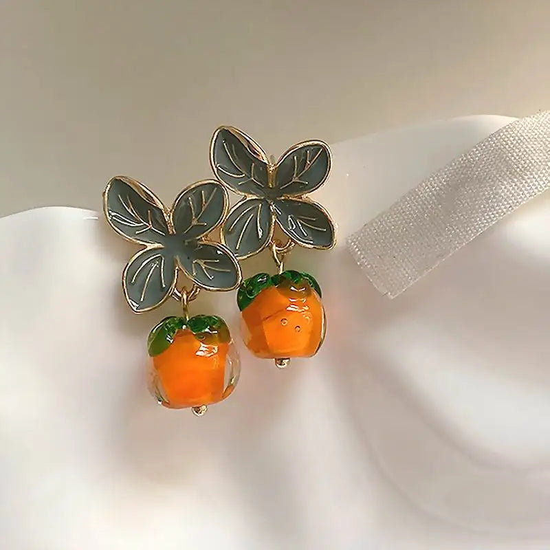 Orange Leaf Earrings