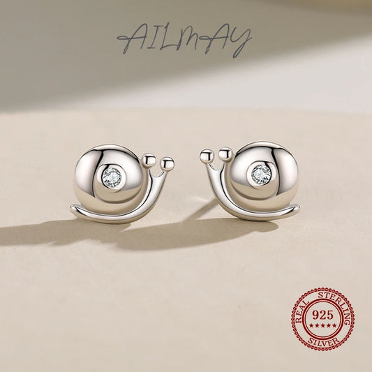 925 Sterling Silver Snail Stud Earrings