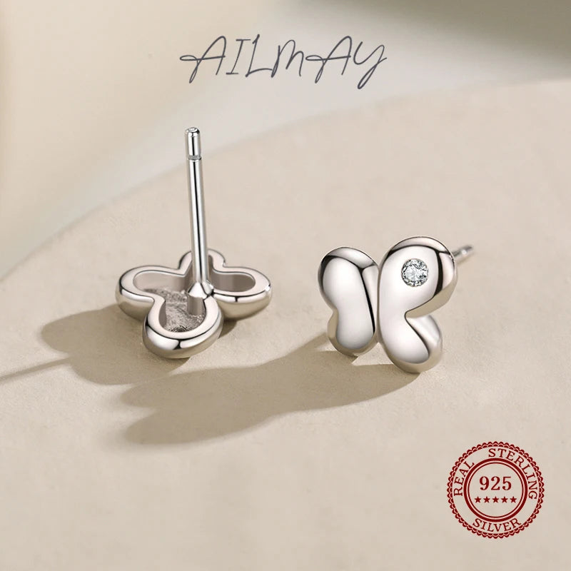 Simple Butterfly 925 Sterling Silver Stud Earrings