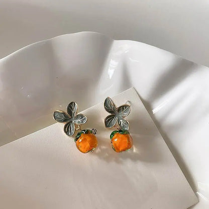 Orange Leaf Earrings